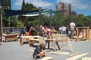 classes working on the deck